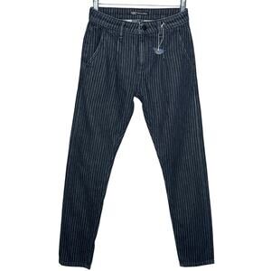 Soorty Pinstripe Chino Pants Black White Stripe Slim Fit Casual
 28"
